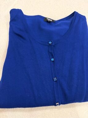Blue Button-Front Knit cardigan